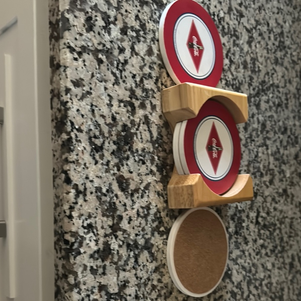 Coca Cola Red Coaster Set with Holder